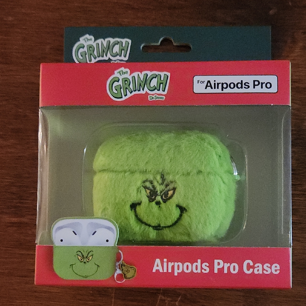 The Grinch Green AirPods Pro Fuzzy Case With Clip, Bag Charm Dr Seuss